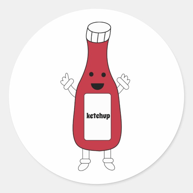 Adesivo Garrafa de Ketchup Vermelho Kawaii - Personalizaçã (Frente)