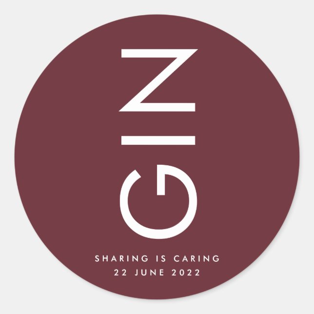 Adesivo Garrafa de Licor com Monograma Marrom Borgonha Mod (Frente)