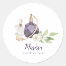 Adesivo Garrafa de perfumes de aquarela Quinceanera Aniver