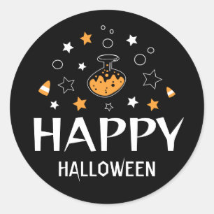 Adesivo garrafa de poção de halloween feliz