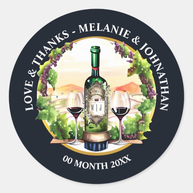 Adesivo Garrafa de vinho aquarela vidro vinha vinícola paí (Frente)