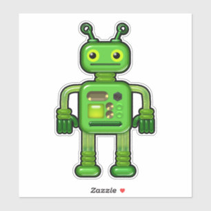 Adesivo Gary the Green Robot Whimsical Cute