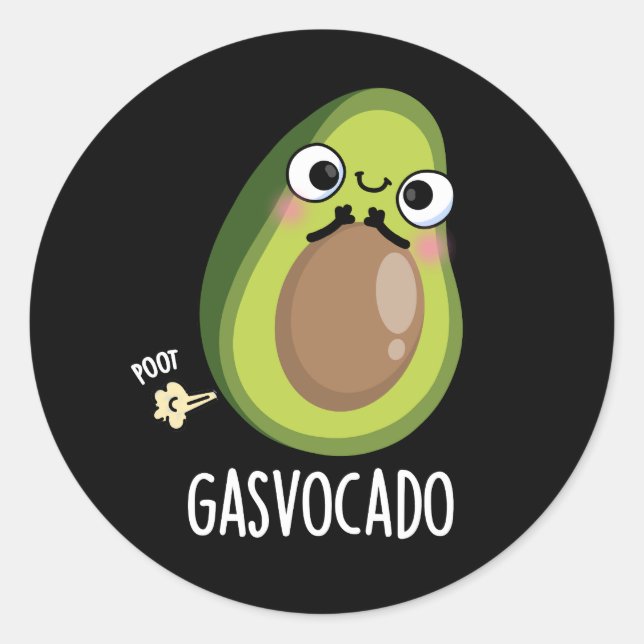 Adesivo Gasvocado Engraçado Fazendo Avocado Pun Dark BG (Frente)