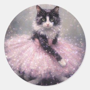 Adesivo Gata Bailarina Brilhante em Tutu Rosa
