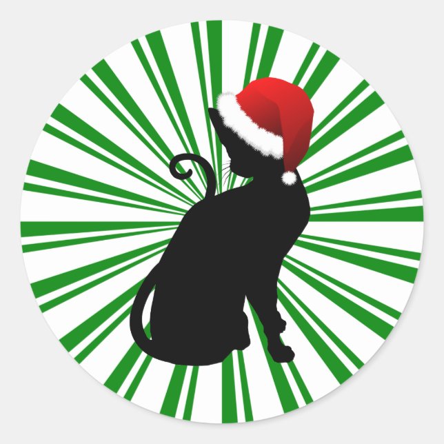 Adesivo Gata de Natal com Listras Verdes (Frente)