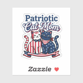 Adesivo Gata Mãe Patriota Divertida Bandeira Americana 4 d