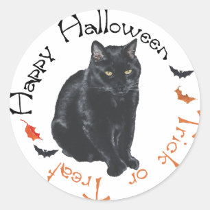 Adesivo Gata Preta Feliz Halloween