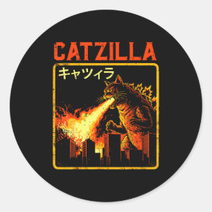 Adesivo Gatazilla Gato Monstro Divertido Paródia Japonesa