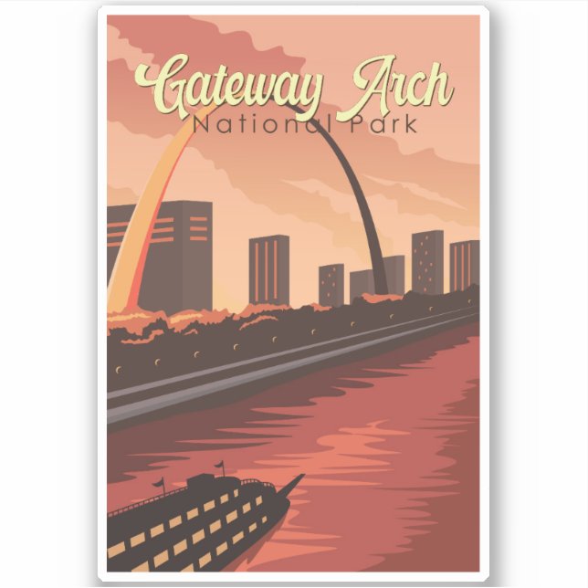 Adesivo Gateway Arch National Park Illustration Viagem Art (Frente)