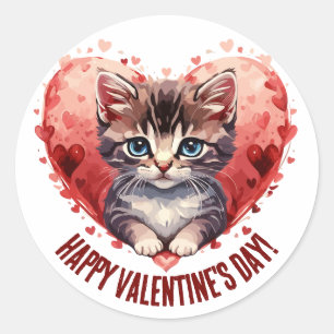 Adesivo Gatinha feliz dia de os namorados com coração