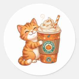 Adesivo Gatinho Aconchegante de Café com Tempero de Abóbor