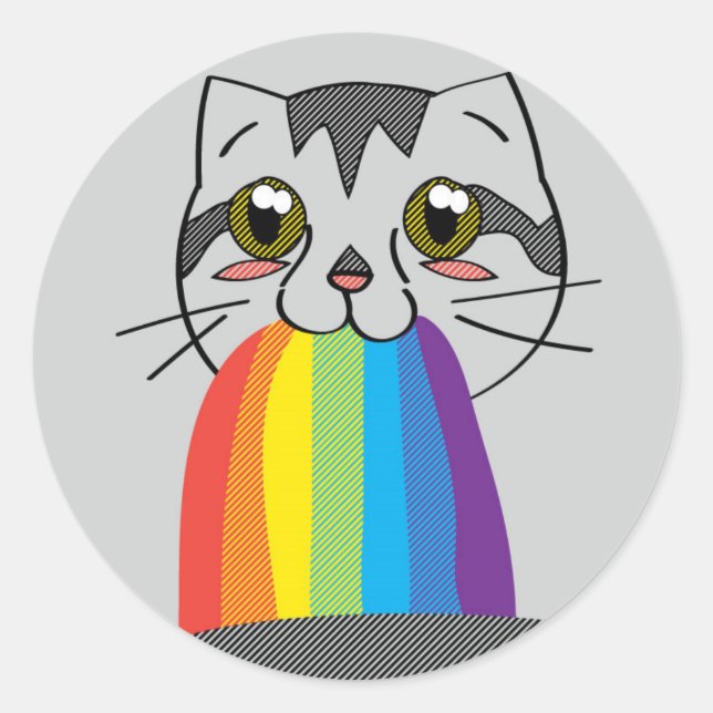 Adesivo Gatinho arco-íris Vomitar Stickers (Frente)