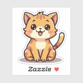 Adesivo Gatinho Atarracado Laranja – Estilo Chibi