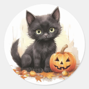 Adesivo Gatinho bonito com palitos de abóbora