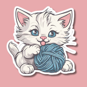 Adesivo Gatinho branco bonito, à prova de água