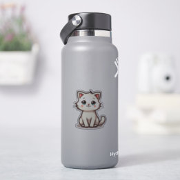 Adesivo Gatinho Branco Divertido – Chibi Sticker