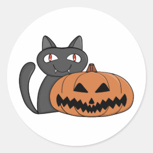 Adesivo Gatinho com abóbora de halloween