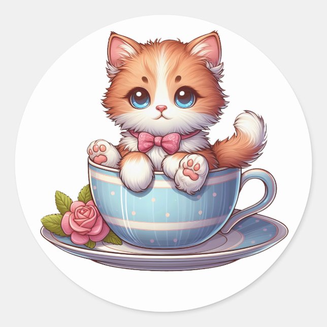 Adesivo Gatinho com palhetas de chá (Frente)