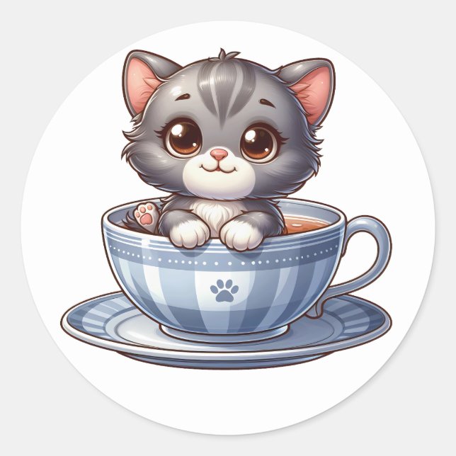 Adesivo Gatinho com palhetas de chá (Frente)