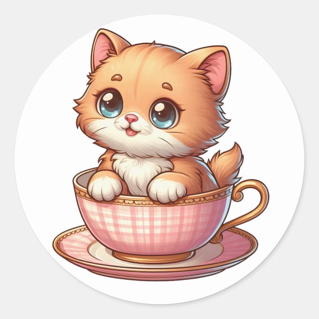 Adesivo Gatinho com palhetas de chá (Frente)