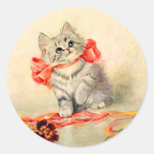 Adesivo Gatinho com uma Fita Vermelha