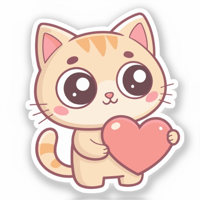Adesivo Gatinho Coração Doce (Frente)