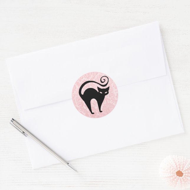 Adesivo Gatinho Damask Glam Halloween (Envelope)