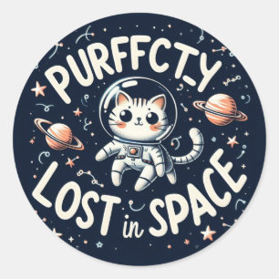 Adesivo Gatinho de Astronauta de Gato Puramente Perdido no