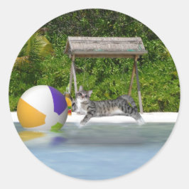 Adesivo Gatinho de Ball Beach