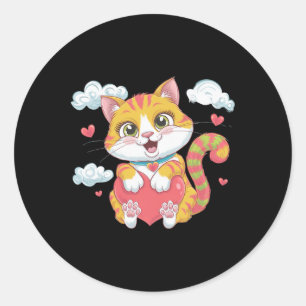 Adesivo Gatinho de Coração de São Valentim Amor Gato Arco-