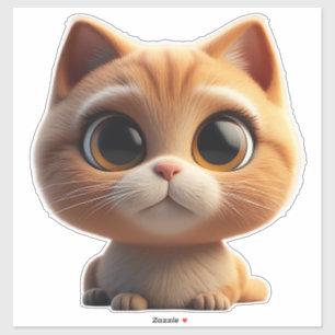 Adesivo Gatinho de Desenho Adorável Com Olhos Grandes