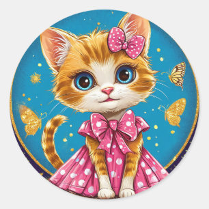 Adesivo Gatinho de desenho animado fofo