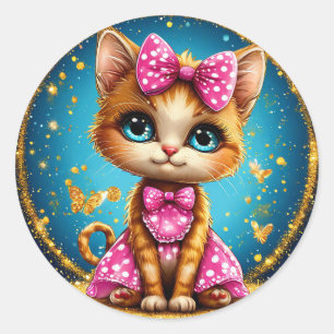 Adesivo Gatinho de desenho animado fofo