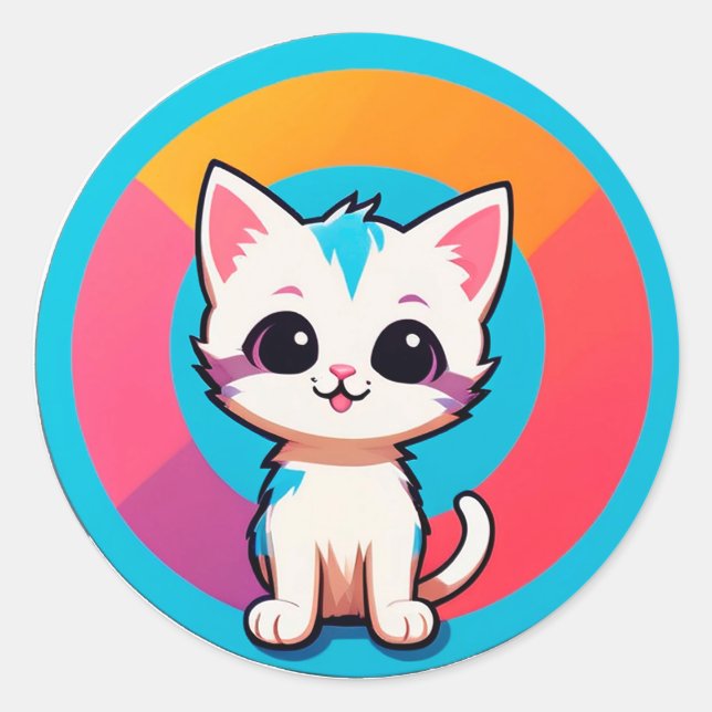 Adesivo Gatinho de Desenho Fofo (Frente)