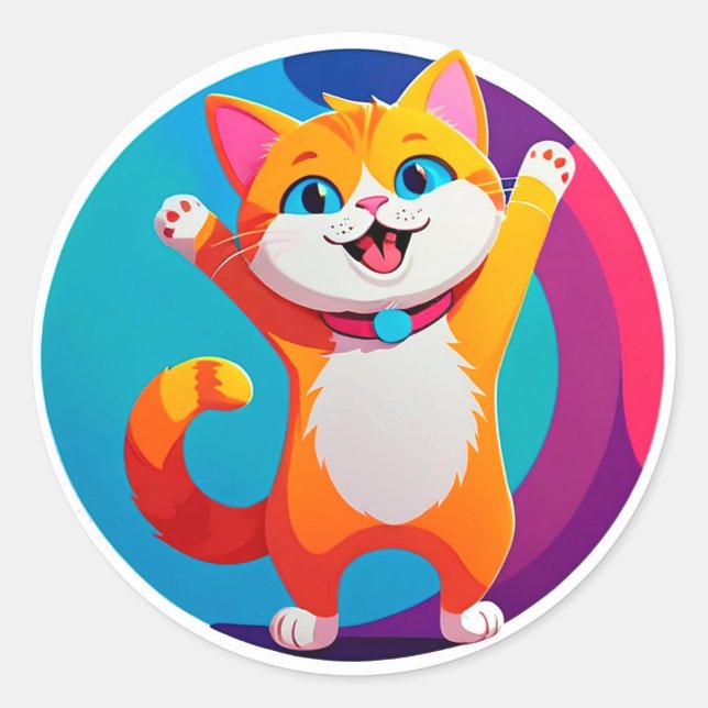 Adesivo Gatinho de Desenho Fofo (Frente)