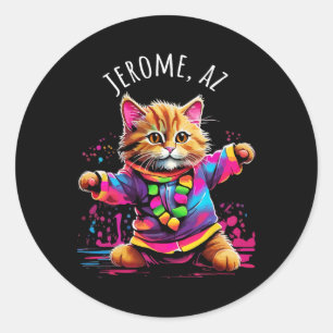 Adesivo Gatinho de Gato Colorido Colorido de Dança de Ariz