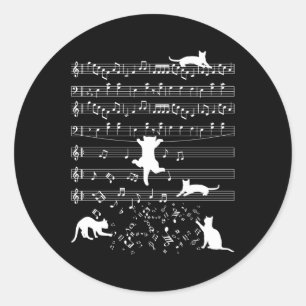 Adesivo Gatinho De Gato Gelado Reproduzindo Música Nota Cl
