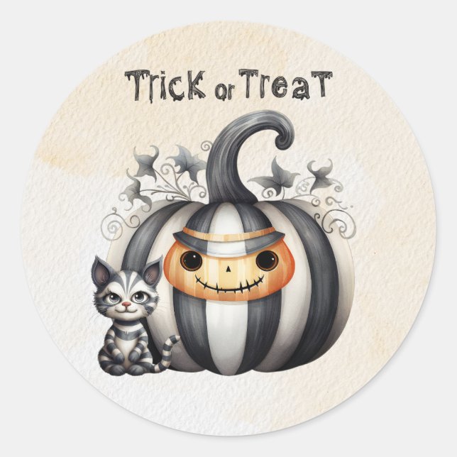 Adesivo Gatinho de Halloween Negro Pumpkin (Frente)