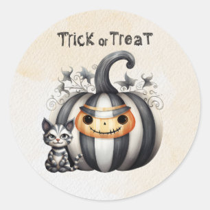 Adesivo Gatinho de Halloween Negro Pumpkin
