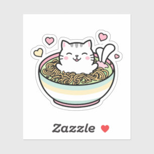 Adesivo Gatinho de macarrão - Kawaii Ramen Cat