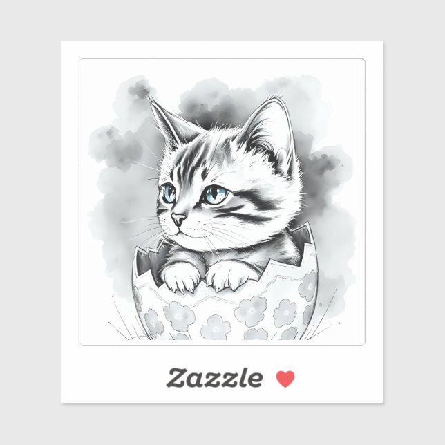 Adesivo Gatinho de Páscoa branca em Floral Eggshell (Folha)