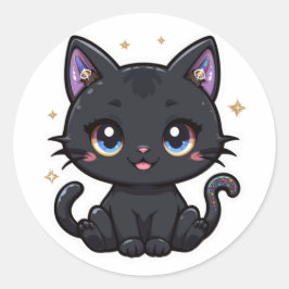 Adesivo Gatinho de Testemunha do Gato Negro Magro Kawaii G