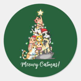 Adesivo Gatinho Divertido Meow Natal Gatos Árvore de Natal