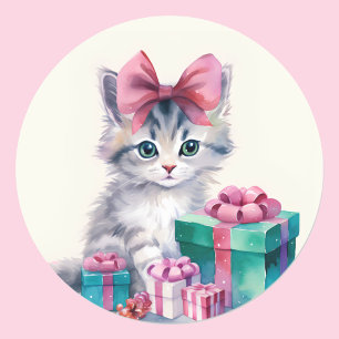 Adesivo Gatinho doce Gato Grande Arco Rosa