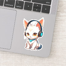 Gatinho Elegante e Fofo de Headphones