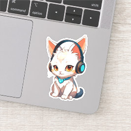 Adesivo Gatinho Elegante e Fofo de Headphones