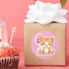 Adesivo Gatinho Fofo com Balões, 2º Aniversário