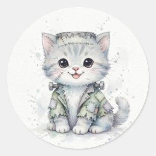 Adesivo Gatinho Fofo de Frankenstein no Halloween