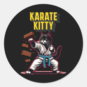 Adesivo Gatinho Funny Karate - Campeão Felino de Artes Mar