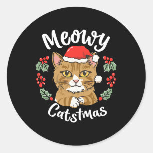 Adesivo Gatinho Gato Bonito Natal Chapéu Santa Hat Catmas 